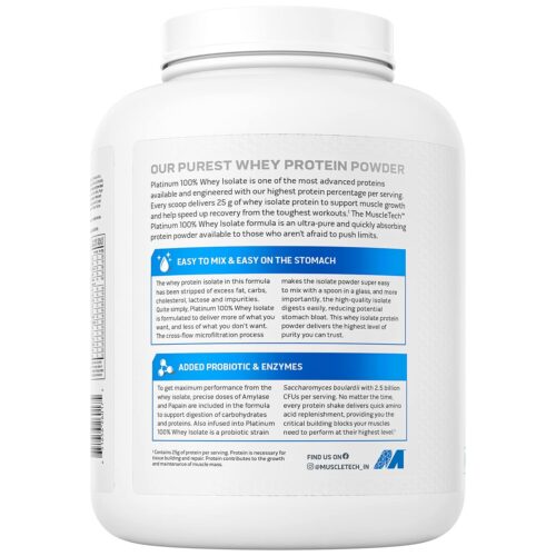 Muscletech Platinum 100% Whey Isolate - Chocolate, 1.8kg - Image 2